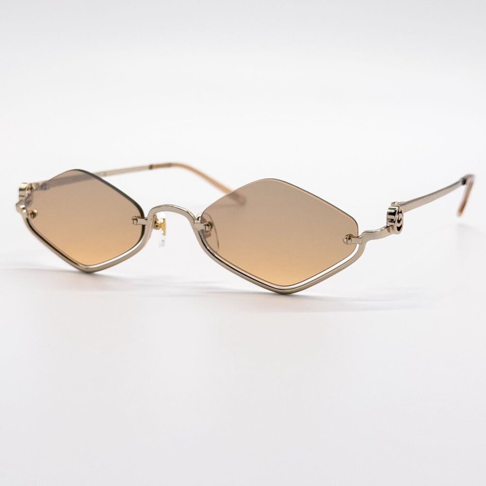 NEW GUCCI SUNGLASSES GOLD WOMEN GEOMETRIC EYEWEAR GUCCI GG1604S 003 - Picture 4 of 12